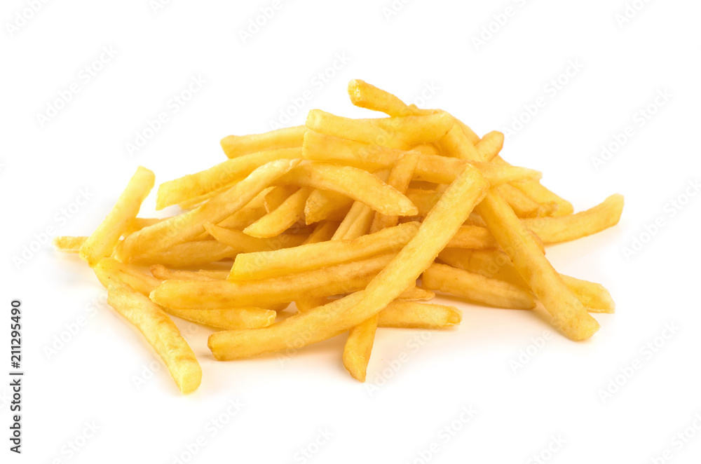 pile of french fries on a white background pile of french fries on a white background