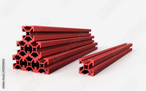 Several aluminum profile