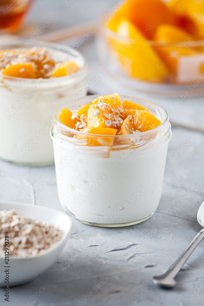 Homemade Yogurt With Poached Organic Peach Homemade Yogurt With Poached Organic Peach