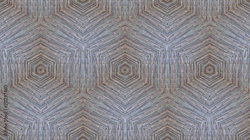 Beautiful Geometric Kaleidoscope  Abstract Seamless Pattern or Texture Created from Dried Natural Papyrus Woven Mat for Background  Backdrop  or Wallpaper.