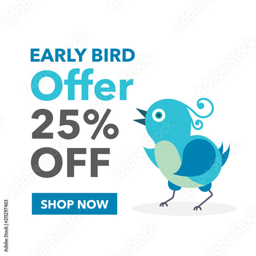Early bird offer banner illustration