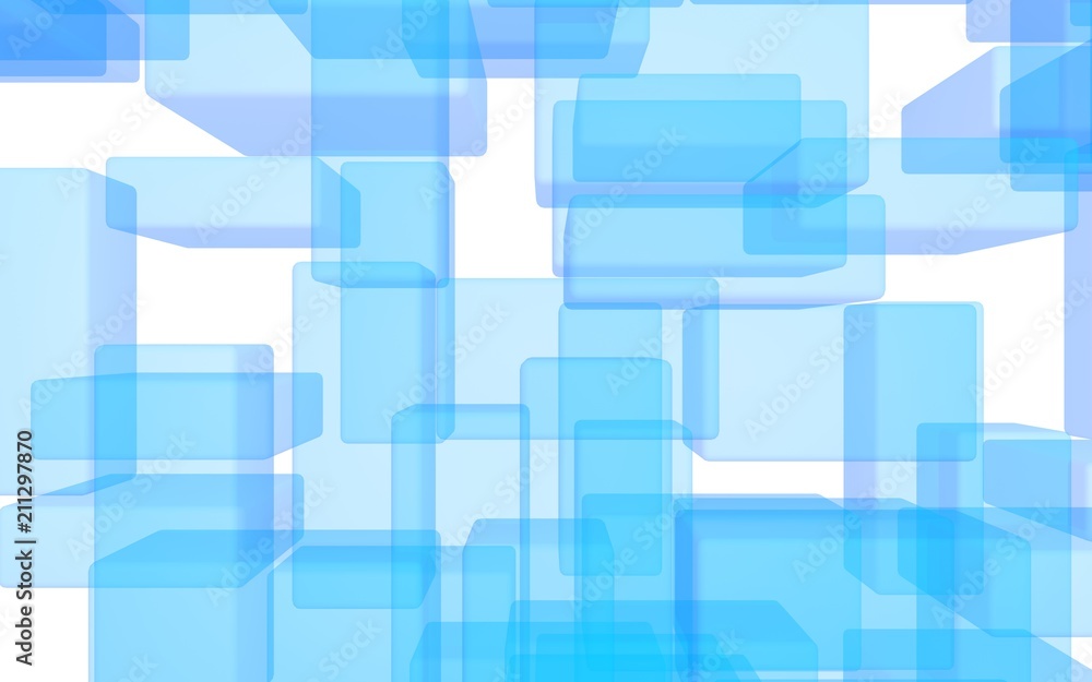 Obraz premium Blue and white abstract digital and technology background. The pattern with repeating rectangles. 3D illustration