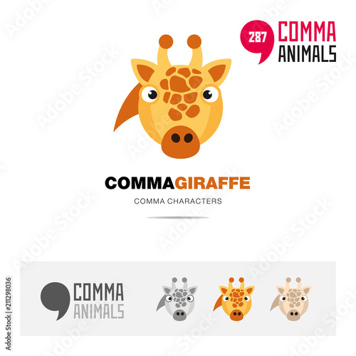 Giraffe animal concept icon set and modern brand identity logo template and app symbol based on comma sign