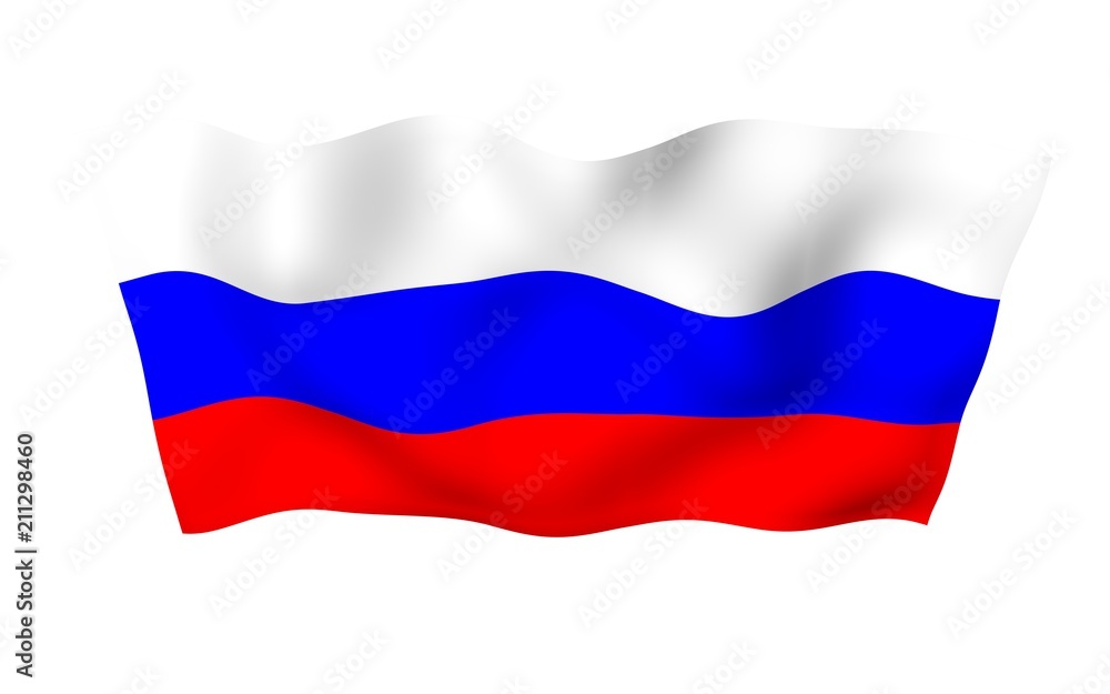 Fototapeta premium Waving flag of the Russian Federation. The National. State symbol of the Russia. 3D illustration