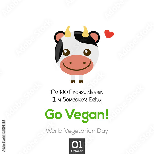 Go vegan vector illustration. vegetarian day design for greeting cards, posters, clothing, t-shirt