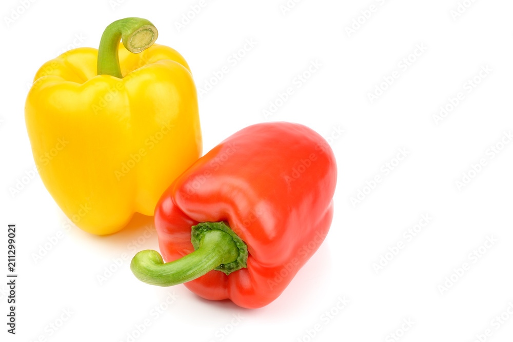 Sweet peppers isolated on white background. Free space for text. Sweet peppers isolated on white background. Free space for text.