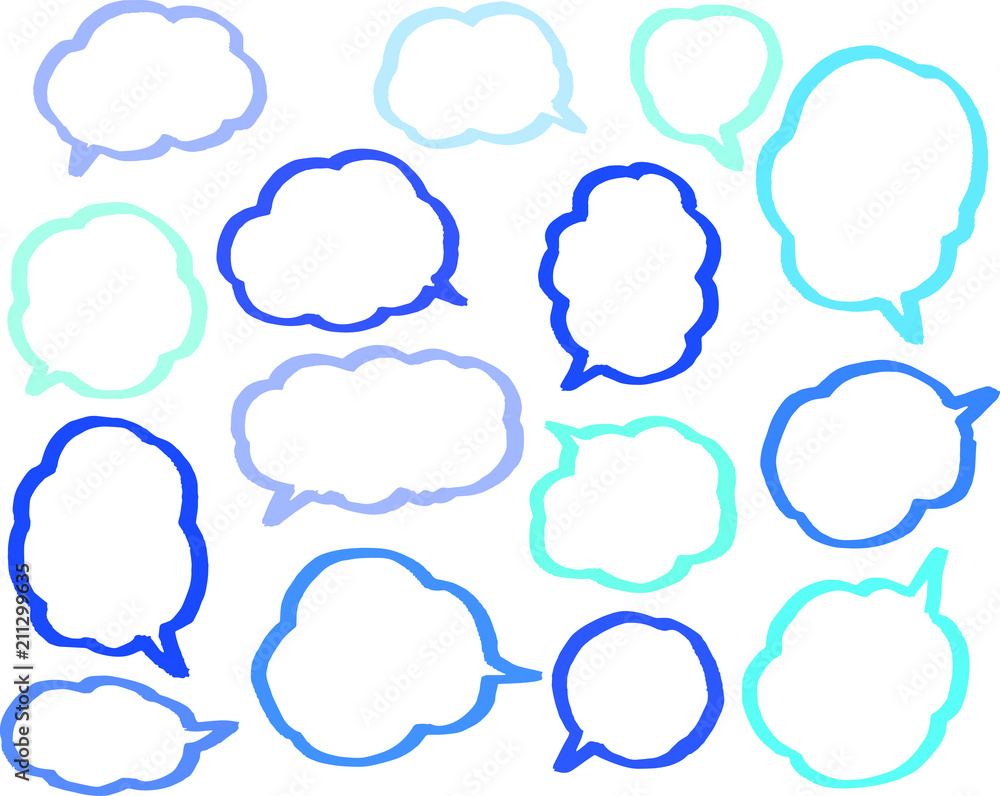 Coold color Speech balloon with Bold line set Coold color Speech balloon with Bold line set