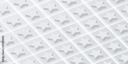 White shiny textured background with 3d stars.