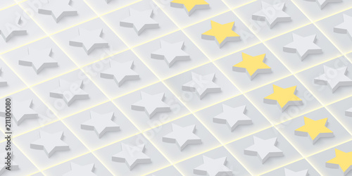 White textured background with yellow shiny 3d stars.