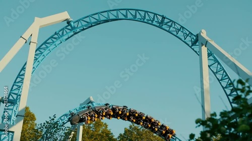 Roller coaster in an amusement park.