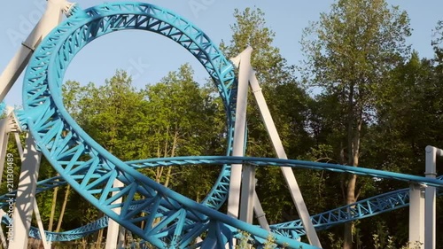 Roller coaster in an amusement park.