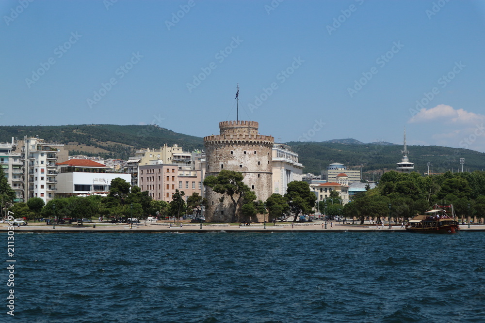 View to Thessaloniki and white tower, Greece