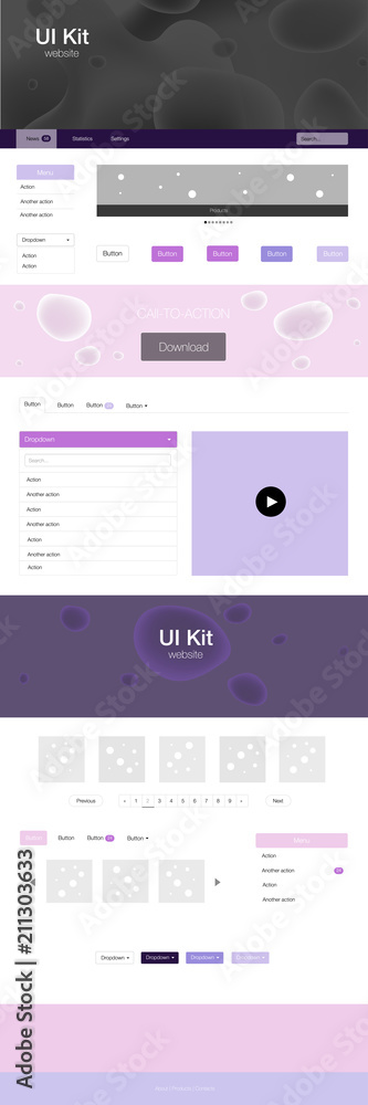 Naklejka premium Light Purple vector wireframe kit with abstract circles.
