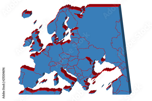 Mapa azul de Europa.