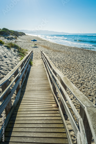 Wooden catwalk on the beach