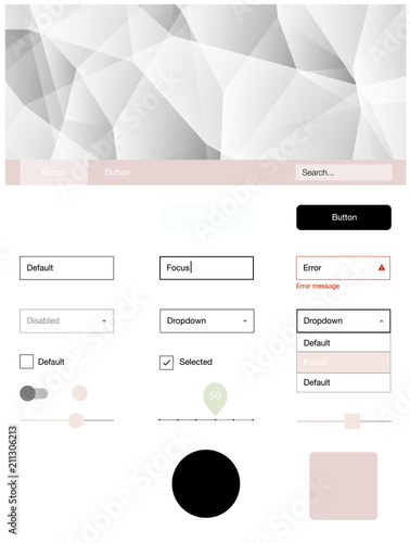 Light Pink, Green vector wireframe kit with crystals.