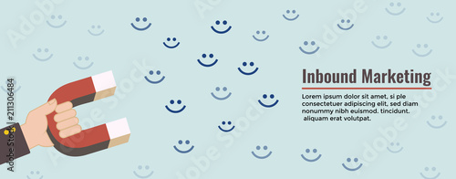 Digital Inbound Marketing Web Banner w happy customers and magnet