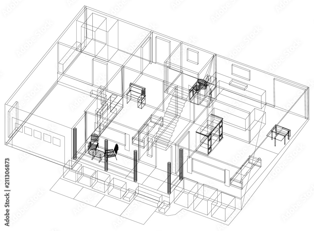 Apartment Design – Blueprint - isolated Apartment Design – Blueprint - isolated