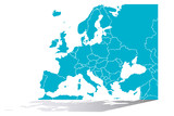 Mapa azul de Europa.