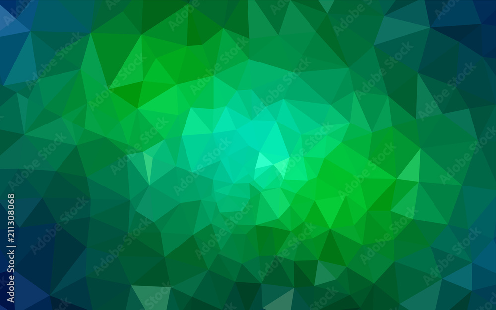 Light Blue, Green vector shining triangular backdrop.