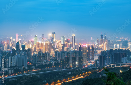 Modern city night scene, Chongqing, China