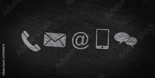 Website and Internet contact us page concept with icons