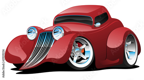 Red Hot Rod Restomod Coupe Vector Illustration  