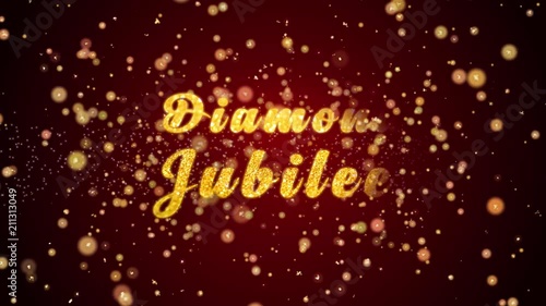 Diamond Jubilee Greeting Card text with sparkling particles shiny background for Celebration,wishes,Events,Message,Holidays,Festival. photo