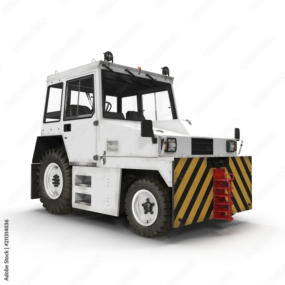 Diesel Aircraft Tow Tractor on white. 3D illustration