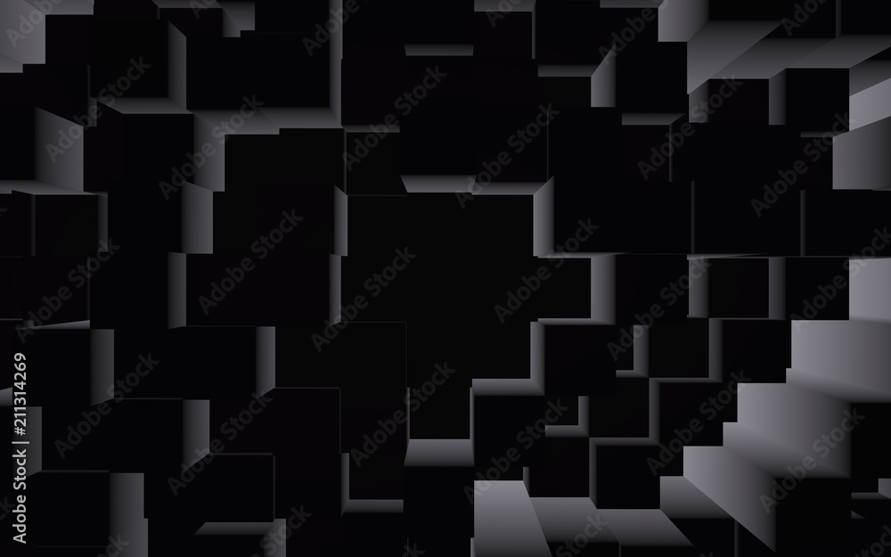 Abstract dark elegant cube geometric background. Chaotically advanced rectangular bars. 3D Rendering, 3D illustration Abstract dark elegant cube geometric background. Chaotically advanced rectangular bars. 3D Rendering, 3D illustration