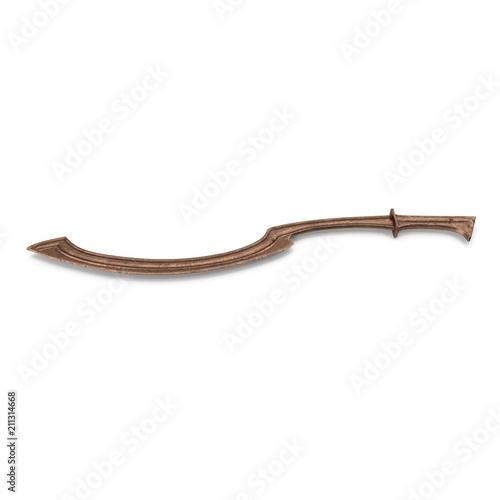 Egyptian Khopesh Sickle Sword on white. 3D illustration