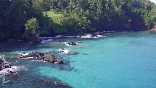 Drone video of Maui coastline on the Road to Hana Maui Hawaii.  Beautiful high resolution video of the Hawaiian Islands and beautiful blue water