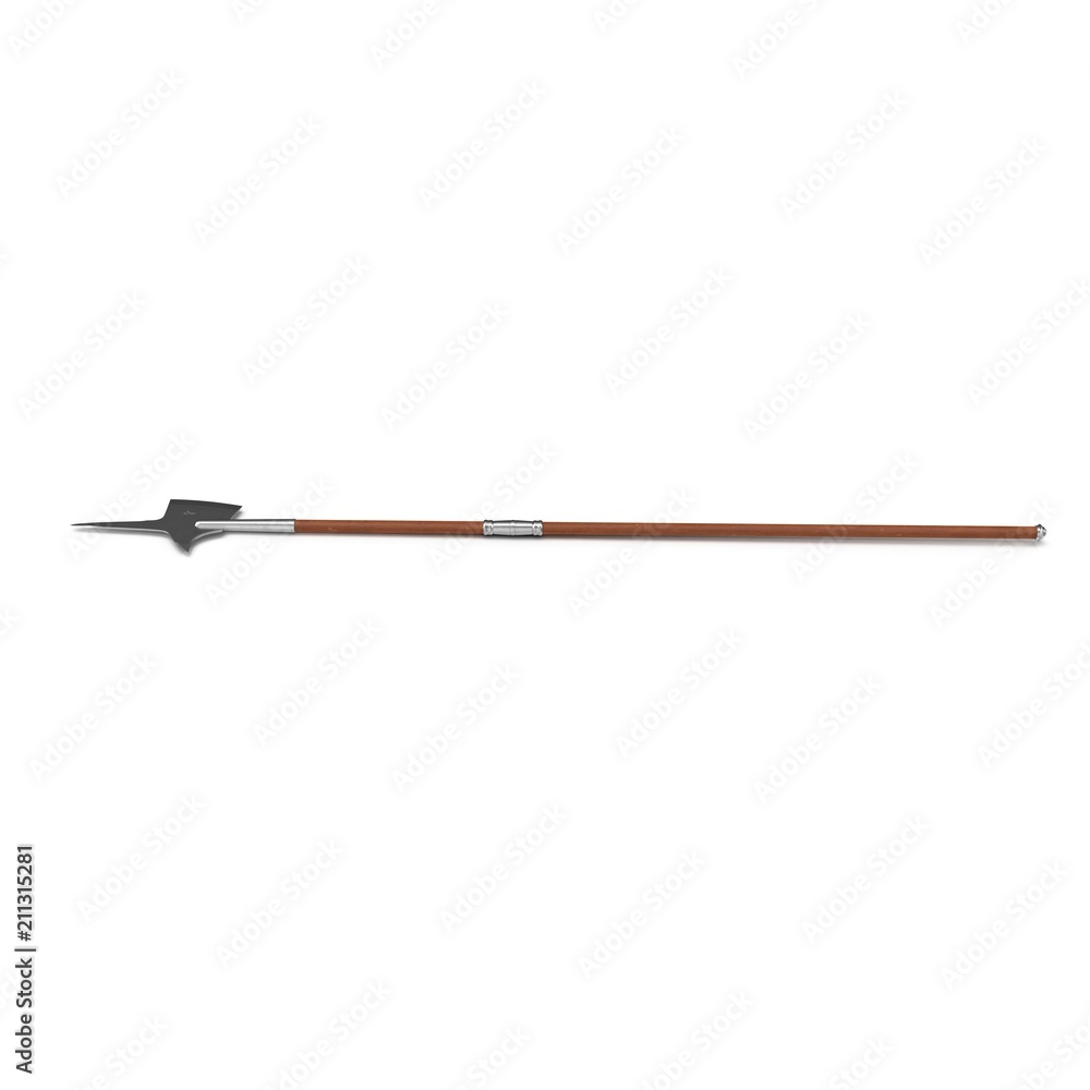 Halberd Pole Weapon on white. 3D illustration