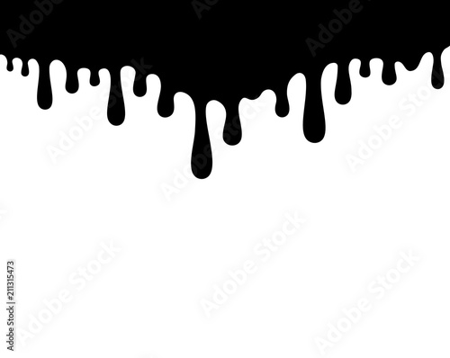 Paint drips. Current black paint. Current drops. Vector illustration