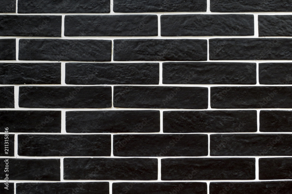 Black brick tiles with white grouting Stock Photo Adobe Stock