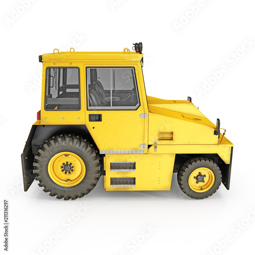Airport Yellow Push Back Tractor on white. 3D illustration