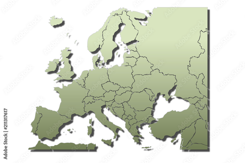 Mapa verde de Europa.