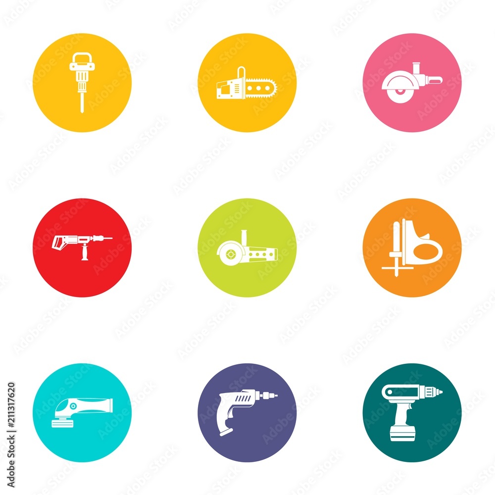 Saw icons set. Flat set of 9 saw vector icons for web isolated on white background