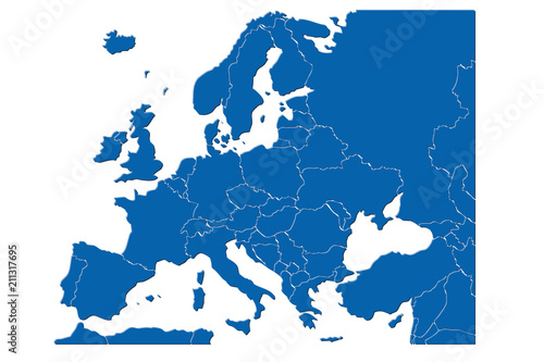 Mapa azul de Europa.