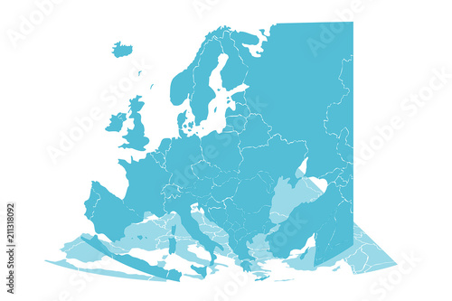 Mapa azul de Europa.