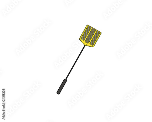 Fly-killing device - typical flyswatter. Home plastic flies to kill. Vector illustration