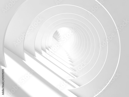 Wallpaper Mural Abstract white bent tunnel with glowing end Torontodigital.ca