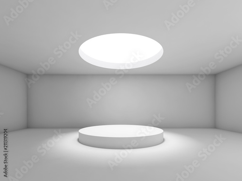 Empty 3d showroom with round ceiling light © evannovostro