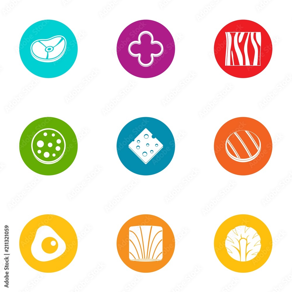 Preparation of snack icons set. Flat set of 9 preparation of snack vector icons for web isolated on white background Preparation of snack icons set. Flat set of 9 preparation of snack vector icons for web isolated on white background