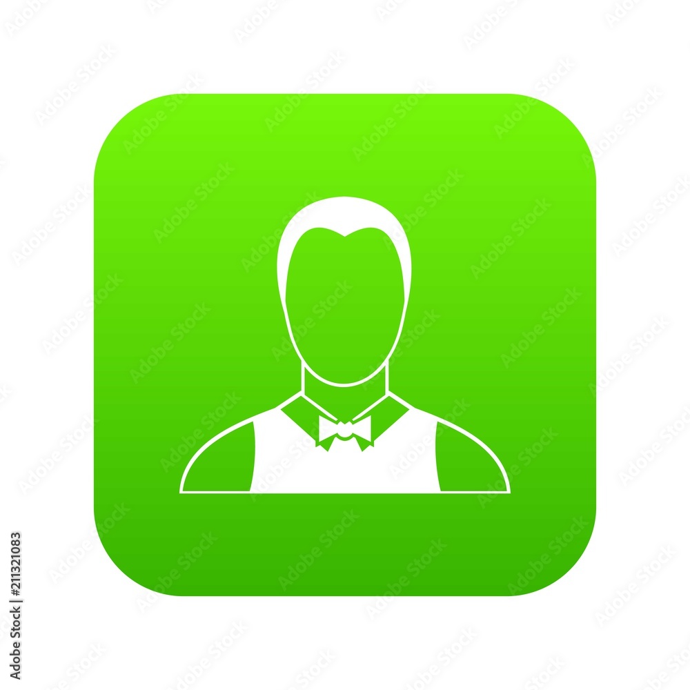 Waiter icon digital green for any design isolated on white vector illustration Waiter icon digital green for any design isolated on white vector illustration