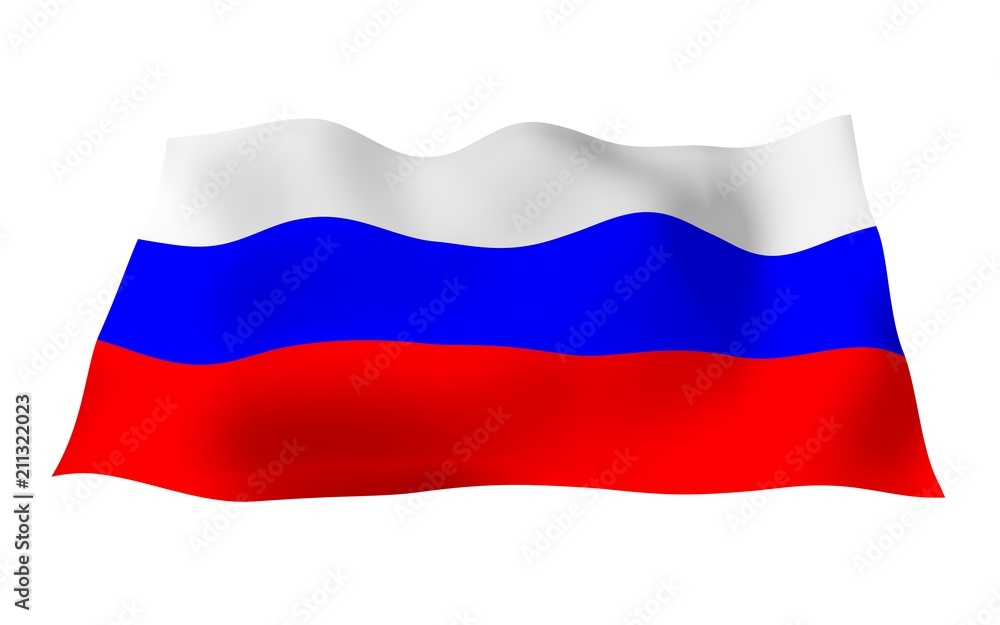 Fototapeta premium Waving flag of the Russian Federation. The National. State symbol of the Russia. 3D illustration