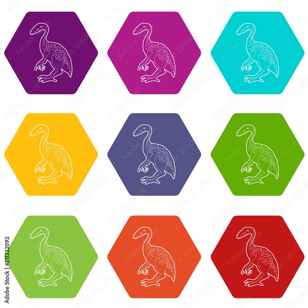 Young dinosaur icons 9 set coloful isolated on white for web Young dinosaur icons 9 set coloful isolated on white for web
