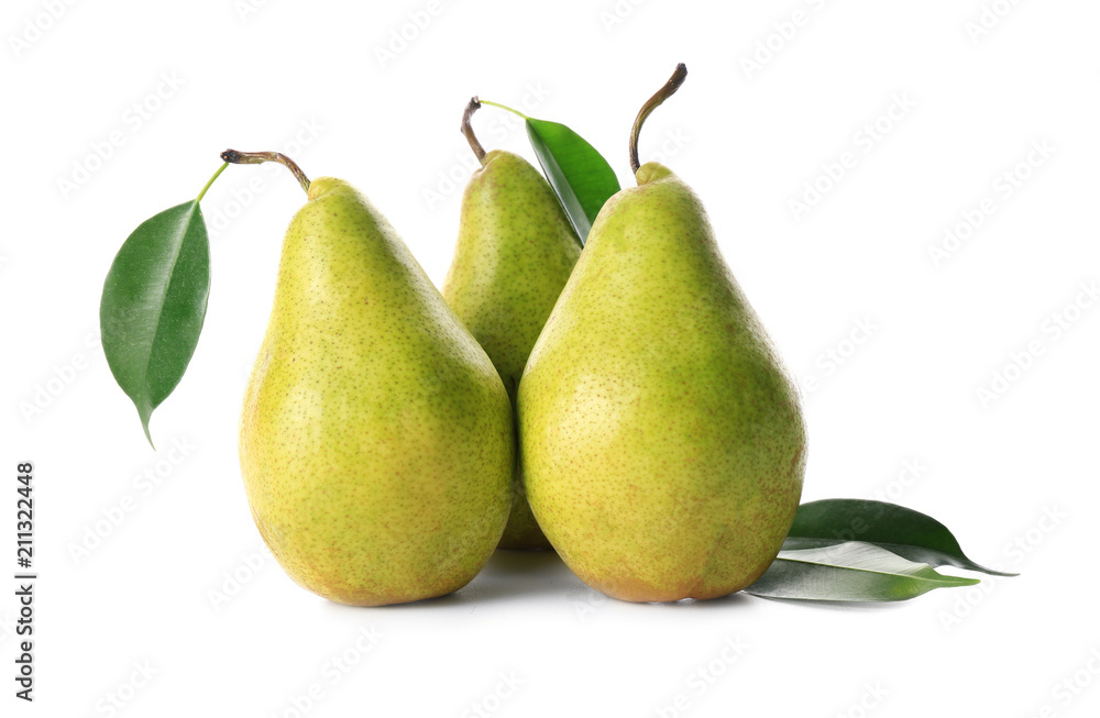 Delicious ripe pears on white background Delicious ripe pears on white background