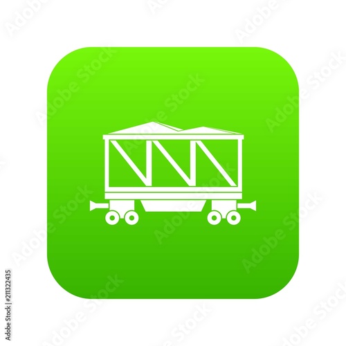 Railway wagon icon digital green for any design isolated on white vector illustration