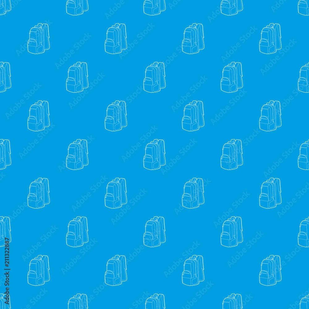 Travel backpack pattern vector seamless blue repeat for any use Travel backpack pattern vector seamless blue repeat for any use